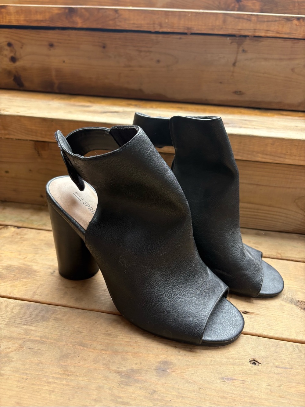 Call It Spring Black Peep-Toe Slingback Block Heels